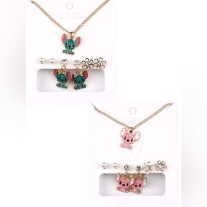 Stitch and Angel 5-Pc hypoallergenic Gold tone jewelry sets! You get both Sets!